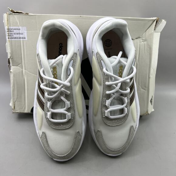 Adidas Ozelle Running Shoes Women's 6.5 White Bronze Cloudfoam Comfort Sneakers - Picture 5 of 10